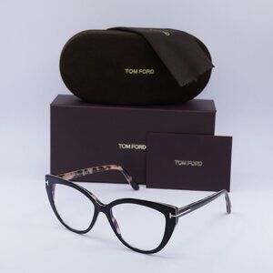 Tom Ford FT5673-B 005 Cat Eye Eyeglasses 54mm - Black/Havana